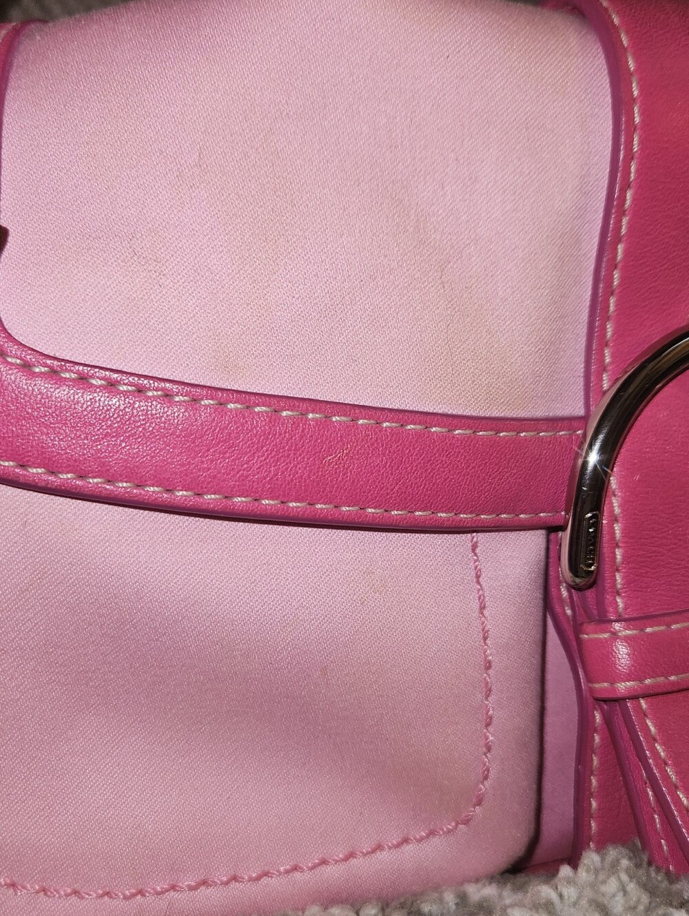 Vintage Coach Y2k Soho Pink Nylon Leather Trim Shoulder Bag Barbie Core - Picture 13 of 13